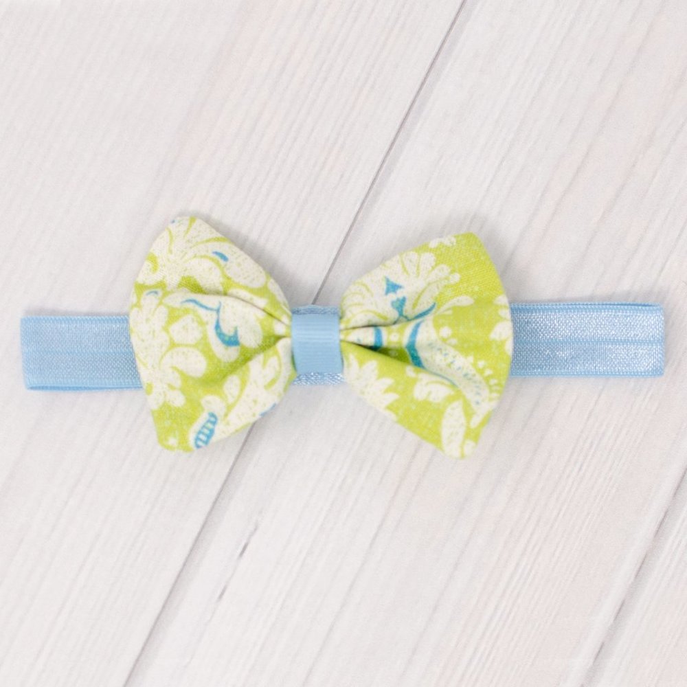 Green & Blue Hair Bow & Headband Set